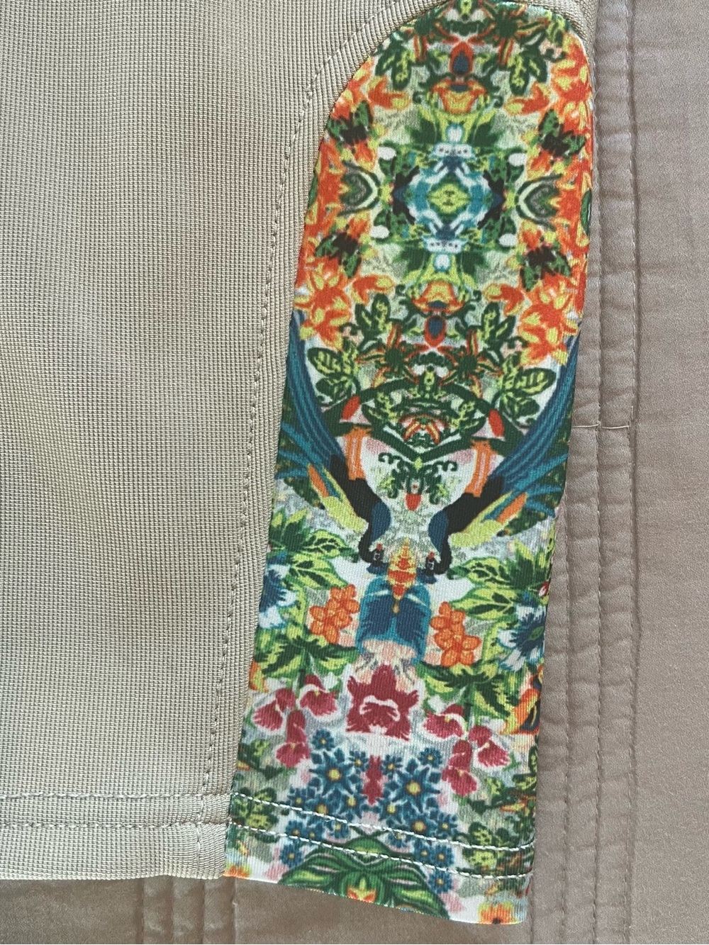 Ovation Equestrian Cream Women's Riding Tights Breeches Floral Ankle Panels - Picture 5 of 11